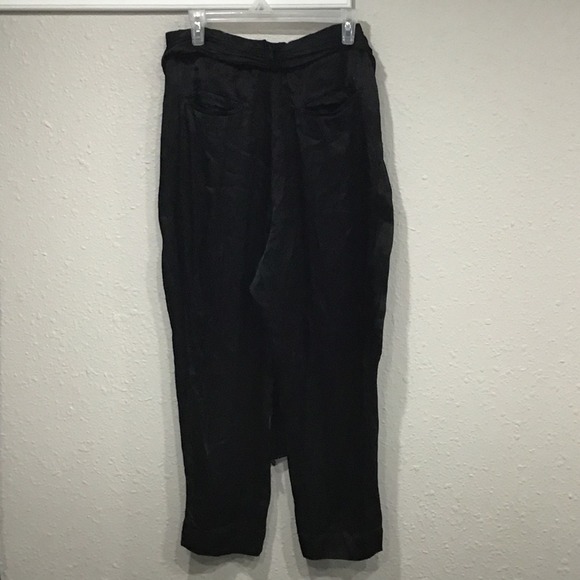 Ett:twa by Anthropologie Black Satin Tie-Waist Pants Women's 14 High Waist Crop - Picture 9 of 9